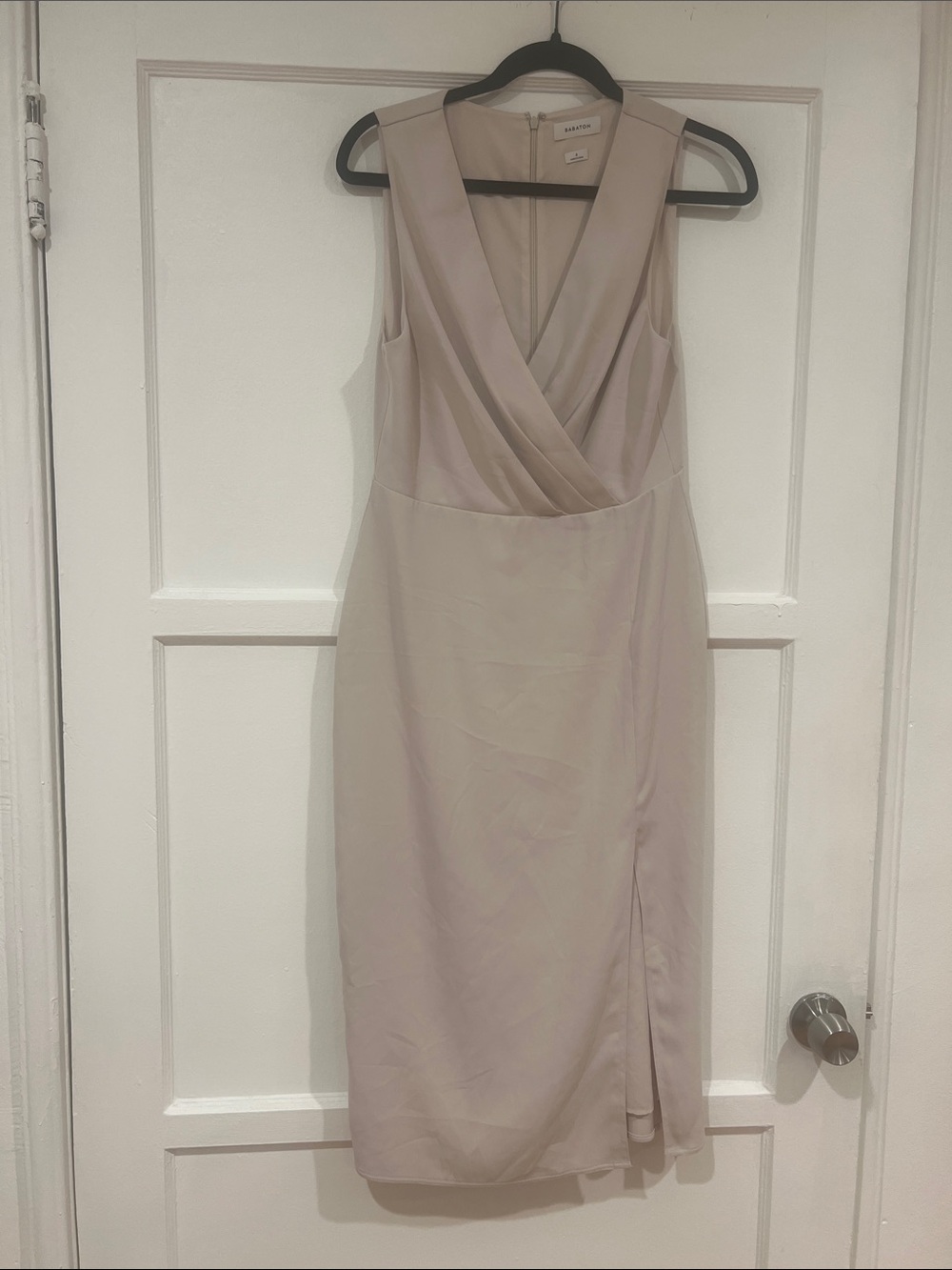 Babaton Sleeveless Wrap Midi Dress in Light Beige